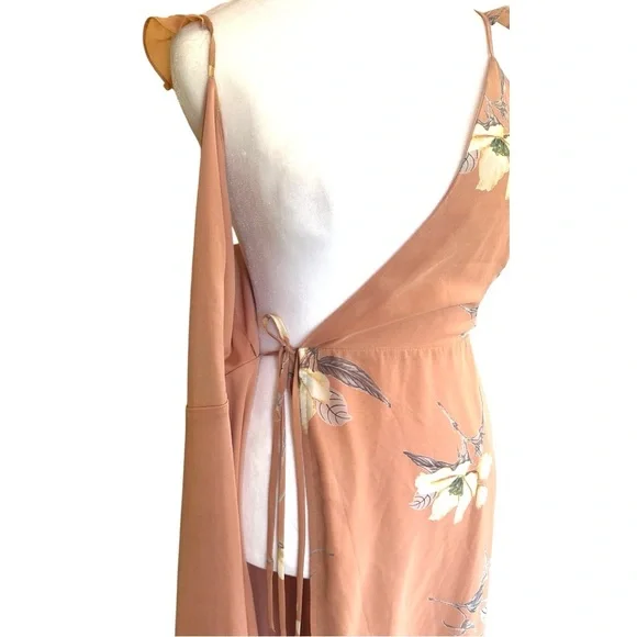 LULUS Rusty Rose High Low Maxi Wrap Dress  Size Adjustable S Boho Wedding Guest - Picture 8 of 11